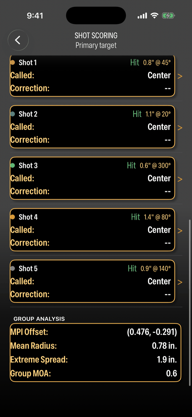 BallisticTracker shot scoring and group analysis